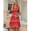 Zeagoo Midi Dresses Women 2026 Dress 3/4 Sleeve Casual Dresses with Pockets A Line Summer Beach Sundress(Christmas Elk)