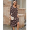 Zeagoo Midi Dresses Women 2026 Dress 3/4 Sleeve Casual Dresses with Pockets A Line Summer Beach Sundress(Coffee)