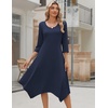 Zeagoo Midi Dresses Women 2026 Dress 3/4 Sleeve Casual Dresses with Pockets A Line Summer Beach Sundress(Dark Blue)