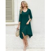 Zeagoo Midi Dresses Women 2026 Dress 3/4 Sleeve Casual Dresses with Pockets A Line Summer Beach Sundress(Dark Green)