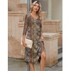 Zeagoo Midi Dresses Women 2026 Dress 3/4 Sleeve Casual Dresses with Pockets A Line Summer Beach Sundress(Ethnic Brown)
