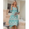 Zeagoo Midi Dresses Women 2026 Dress 3/4 Sleeve Casual Dresses with Pockets A Line Summer Beach Sundress(Ethnic Green Apricot)