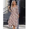 Zeagoo Midi Dresses Women 2026 Dress 3/4 Sleeve Casual Dresses with Pockets A Line Summer Beach Sundress(Floral Apricot)