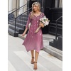 Zeagoo Midi Dresses Women 2026 Dress 3/4 Sleeve Casual Dresses with Pockets A Line Summer Beach Sundress(Floral Purple)