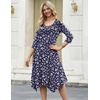 Zeagoo Midi Dresses Women 2026 Dress 3/4 Sleeve Casual Dresses with Pockets A Line Summer Beach Sundress(Flower Branch)