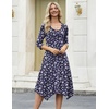 Zeagoo Midi Dresses Women 2026 Dress 3/4 Sleeve Casual Dresses with Pockets A Line Summer Beach Sundress(Flower Branch)