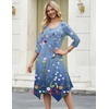 Zeagoo Midi Dresses Women 2026 Dress 3/4 Sleeve Casual Dresses with Pockets A Line Summer Beach Sundress(Gradient Blue)