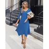 Zeagoo Midi Dresses Women 2026 Dress 3/4 Sleeve Casual Dresses with Pockets A Line Summer Beach Sundress(Navy)