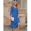Zeagoo Midi Dresses Women 2026 Dress 3/4 Sleeve Casual Dresses with Pockets A Line Summer Beach Sundress(Navy)