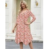 Zeagoo Midi Dresses Women 2026 Dress 3/4 Sleeve Casual Dresses with Pockets A Line Summer Beach Sundress(Pink Floral)