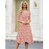 Zeagoo Midi Dresses Women 2026 Dress 3/4 Sleeve Casual Dresses with Pockets A Line Summer Beach Sundress(Pink Floral)