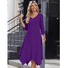 Zeagoo Midi Dresses Women 2026 Dress 3/4 Sleeve Casual Dresses with Pockets A Line Summer Beach Sundress(Purple)