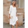 Zeagoo Midi Dresses Women 2026 Dress 3/4 Sleeve Casual Dresses with Pockets A Line Summer Beach Sundress(White)