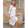 Zeagoo Midi Dresses Women 2026 Dress 3/4 Sleeve Casual Dresses with Pockets A Line Summer Beach Sundress(White Blue)