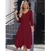 Zeagoo Midi Dresses Women 2026 Dress 3/4 Sleeve Casual Dresses with Pockets A Line Summer Beach Sundress(Wine Red)