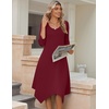 Zeagoo Midi Dresses Women 2026 Dress 3/4 Sleeve Casual Dresses with Pockets A Line Summer Beach Sundress(Wine Red)