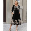 Zeagoo Summer Dresses for Women 2026 3/4 Sleeve Dress for Women Floral Midi Dresses for Casual Womens Dresses with Pockets(C-floral-pa356-new)