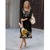 Zeagoo Summer Dresses for Women 2026 3/4 Sleeve Dress for Women Floral Midi Dresses for Casual Womens Dresses with Pockets(C-floral-pa356-new)