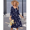 Zeagoo Summer Dresses for Women 2026 3/4 Sleeve Women’s Dress Casual Midi Tshirt Dresses with Pockets Semi-Formal Sundress(Navy Sf180)