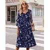 Zeagoo Summer Dresses for Women 2026 3/4 Sleeve Women’s Dress Casual Midi Tshirt Dresses with Pockets Semi-Formal Sundress(Navy Sf180)