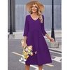 Zeagoo Summer Dresses for Women 2026 3/4 Sleeve Women’s Dress Casual Midi Tshirt Dresses with Pockets Semi-Formal Sundress(Solid Purple)