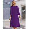 Zeagoo Summer Dresses for Women 2026 3/4 Sleeve Women’s Dress Casual Midi Tshirt Dresses with Pockets Semi-Formal Sundress(Solid Purple)