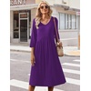 Zeagoo Summer Dresses for Women 2026 3/4 Sleeve Women’s Dress Casual Midi Tshirt Dresses with Pockets Semi-Formal Sundress(Solid Purple)