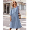 Zeagoo Summer Dresses for Women 2026 3/4 Sleeve Women’s Dress Casual Midi Tshirt Dresses with Pockets Semi-Formal Sundress(Stripe Tz273)