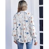 Zeagoo Women Button Down Shirts Lantern Long Sleeve Tops Business Casual Chiffon Blouses Trendy Work Clothes(Bf290-white Flowers)