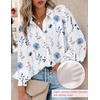 Zeagoo Women Button Down Shirts Lantern Long Sleeve Tops Business Casual Chiffon Blouses Trendy Work Clothes(Bf290-white Flowers)