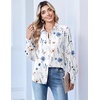 Zeagoo Women Button Down Shirts Lantern Long Sleeve Tops Business Casual Chiffon Blouses Trendy Work Clothes(Bf290-white Flowers)