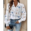 Zeagoo Women Button Down Shirts Lantern Long Sleeve Tops Business Casual Chiffon Blouses Trendy Work Clothes(Bf290-white Flowers)