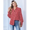 Zeagoo Women Button Down Shirts Lantern Long Sleeve Tops Business Casual Chiffon Blouses Trendy Work Clothes(Jh590-red)