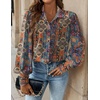 Zeagoo Women Button Down Shirts Lantern Long Sleeve Tops Business Casual Chiffon Blouses Trendy Work Clothes(Mz721-multicolored)