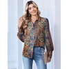 Zeagoo Women Button Down Shirts Lantern Long Sleeve Tops Business Casual Chiffon Blouses Trendy Work Clothes(Mz721-multicolored)