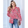 Zeagoo Women Button Down Shirts Lantern Long Sleeve Tops Business Casual Chiffon Blouses Trendy Work Clothes(Mz750-boho)