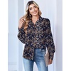 Zeagoo Women Button Down Shirts Lantern Long Sleeve Tops Business Casual Chiffon Blouses Trendy Work Clothes(Mz869-navy)