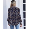 Zeagoo Women Button Down Shirts Lantern Long Sleeve Tops Business Casual Chiffon Blouses Trendy Work Clothes(Mz869-navy)