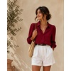 Zeagoo Women Button Down Shirts Lantern Long Sleeve Tops Business Casual Chiffon Blouses Trendy Work Clothes(Red)