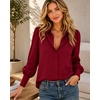 Zeagoo Women Button Down Shirts Lantern Long Sleeve Tops Business Casual Chiffon Blouses Trendy Work Clothes(Red)