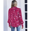 Zeagoo Women Button Down Shirts Lantern Long Sleeve Tops Business Casual Chiffon Blouses Trendy Work Clothes(Sf243-rose Red)