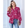 Zeagoo Women Button Down Shirts Lantern Long Sleeve Tops Business Casual Chiffon Blouses Trendy Work Clothes(Sf243-rose Red)