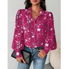 Zeagoo Women Button Down Shirts Lantern Long Sleeve Tops Business Casual Chiffon Blouses Trendy Work Clothes(Sf243-rose Red)