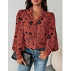 Zeagoo Women Button Down Shirts Lantern Long Sleeve Tops Business Casual Chiffon Blouses Trendy Work Clothes(Sf290-pattern)