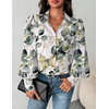 Zeagoo Women Button Down Shirts Lantern Long Sleeve Tops Business Casual Chiffon Blouses Trendy Work Clothes(Sp99-green Leaves)