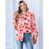 Zeagoo Women Button Down Shirts Lantern Long Sleeve Tops Business Casual Chiffon Blouses Trendy Work Clothes(Wf97-pink)