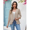 Zeagoo Women’s 2026 Summer 3/4 Sleeve Lightweight Cardigans Open Front Draped Ruffles Kimono Coverups(Apricot)