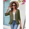 Zeagoo Women’s 2026 Summer 3/4 Sleeve Lightweight Cardigans Open Front Draped Ruffles Kimono Coverups(Army Green)
