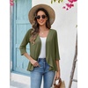 Zeagoo Women’s 2026 Summer 3/4 Sleeve Lightweight Cardigans Open Front Draped Ruffles Kimono Coverups(Army Green)