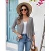 Zeagoo Women’s 2026 Summer 3/4 Sleeve Lightweight Cardigans Open Front Draped Ruffles Kimono Coverups(Grey)